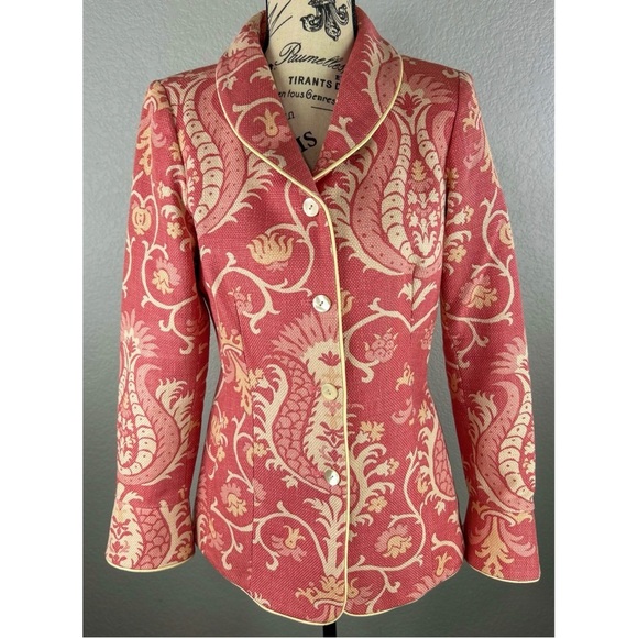 J McLaughlin Pink Padley 100% Cotton Blazer Summer Country Club Workwear, size 6 - Picture 3 of 10